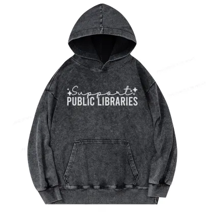 Pagewings Public Libraries Unisex Washed Hoodie