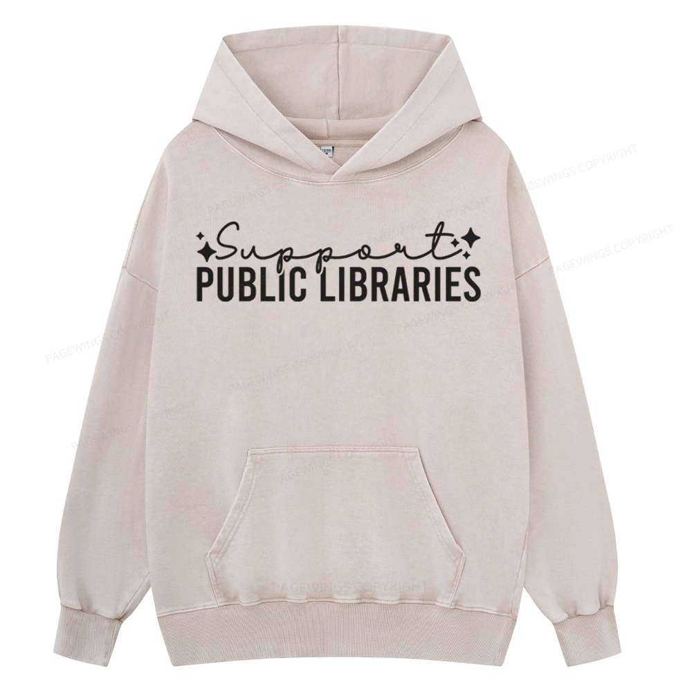 Pagewings Public Libraries Unisex Washed Hoodie