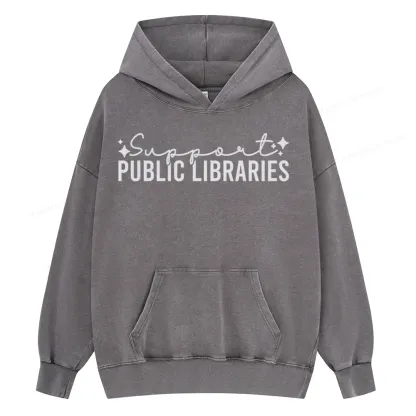 Pagewings Public Libraries Unisex Washed Hoodie