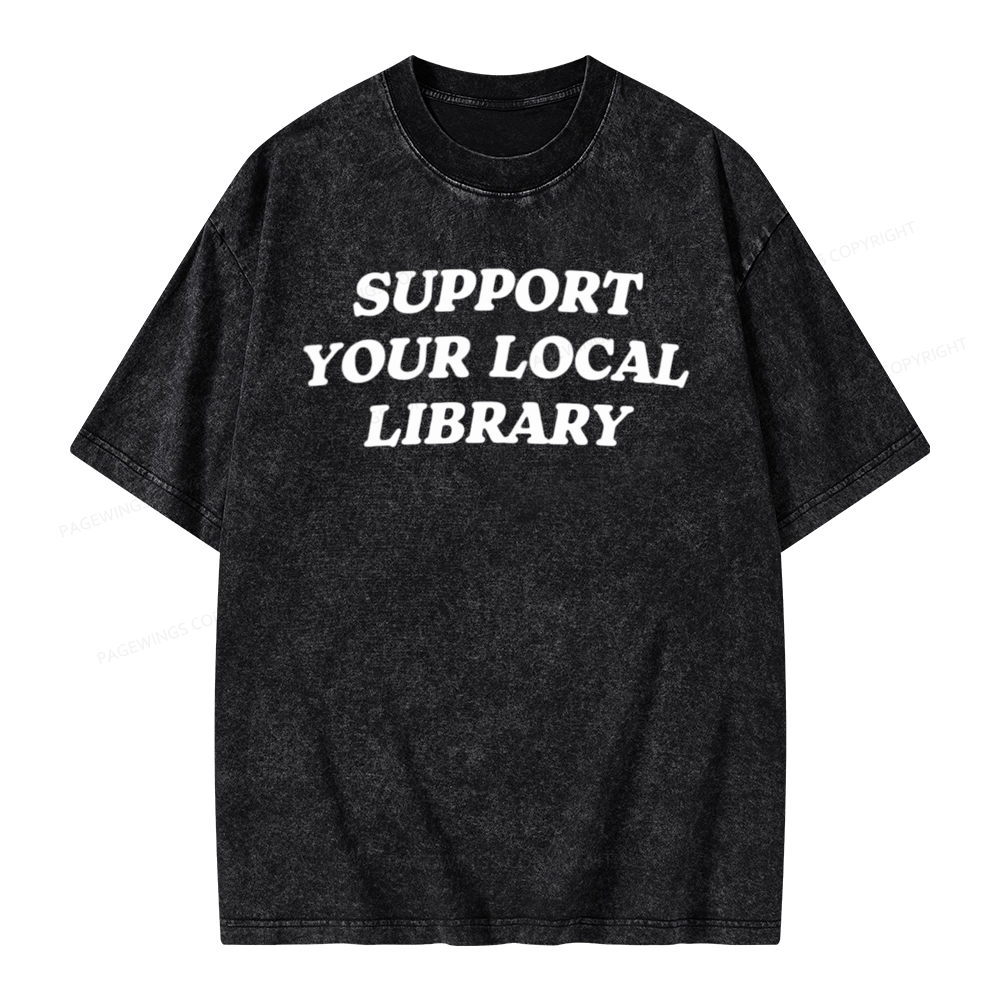 Pagewings Support Your Local Library Unisex Washed T-shirt