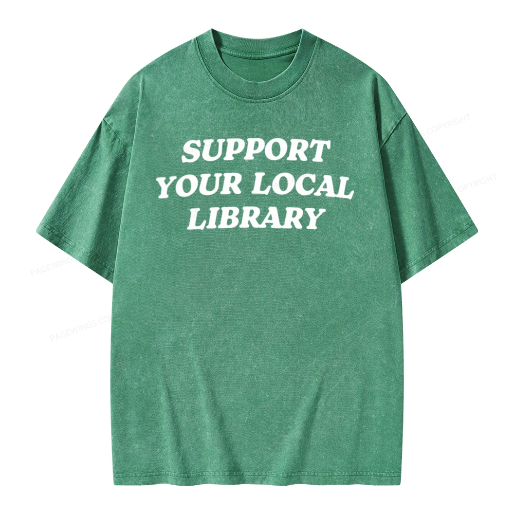 Pagewings Support Your Local Library Unisex Washed T-shirt