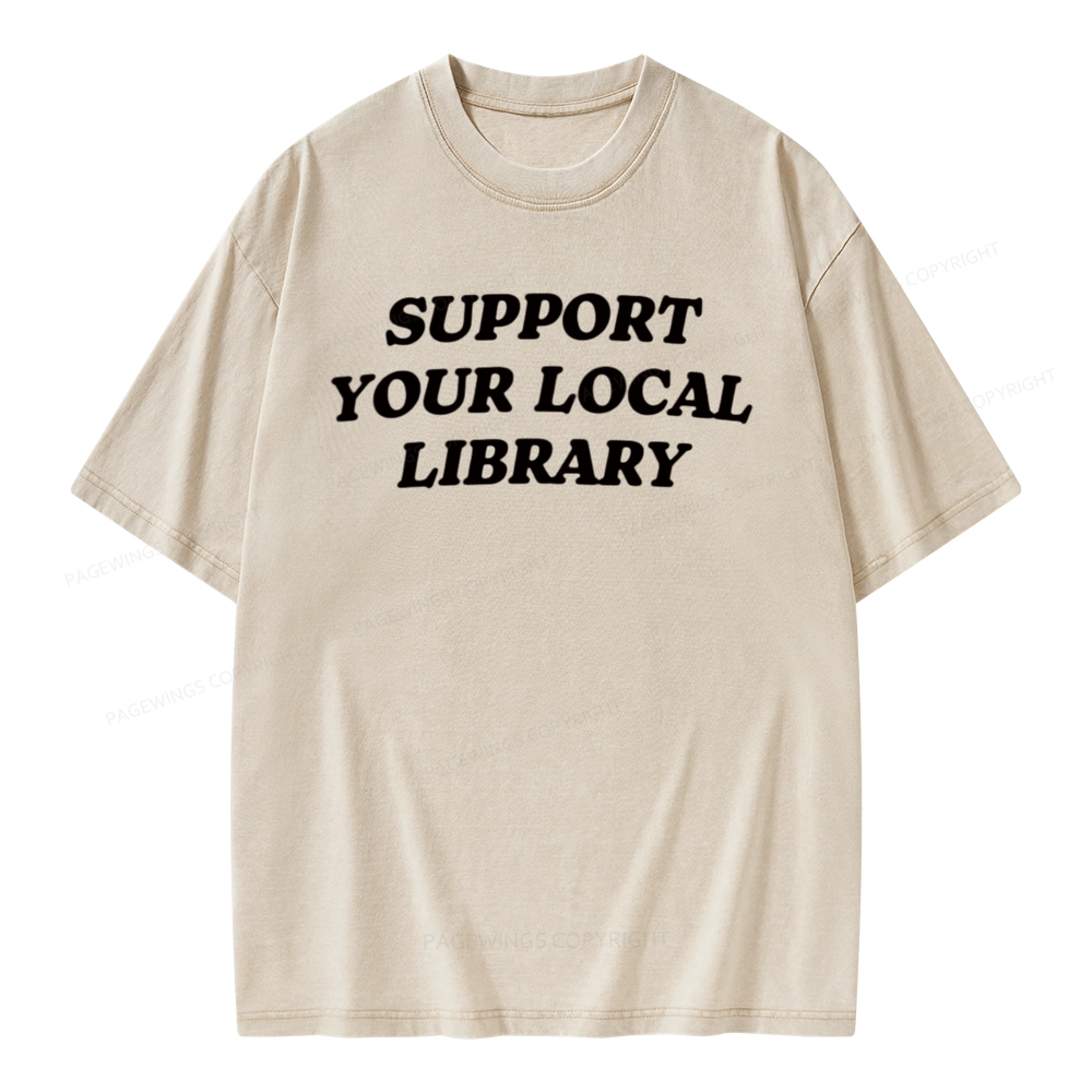 Pagewings Support Your Local Library Unisex Washed T-shirt