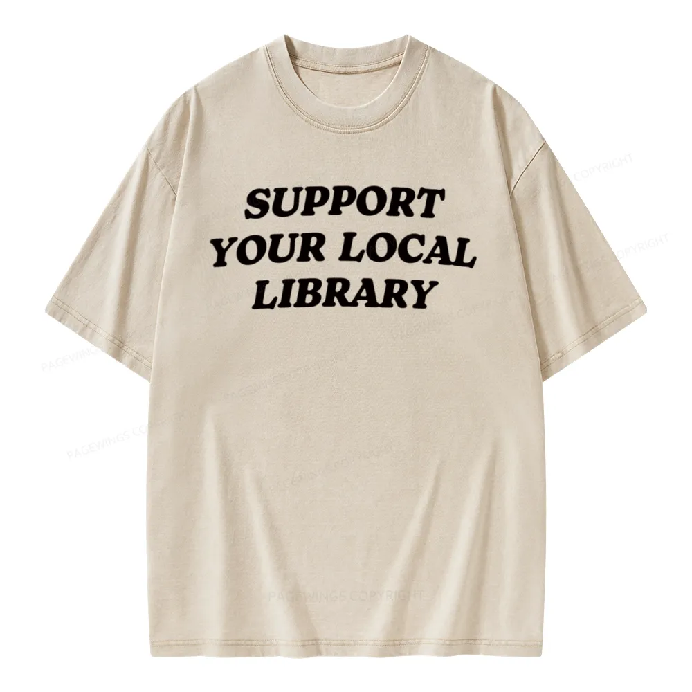 Pagewings Support Your Local Library Unisex Washed T-shirt