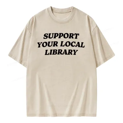 Pagewings Support Your Local Library Unisex Washed T-shirt
