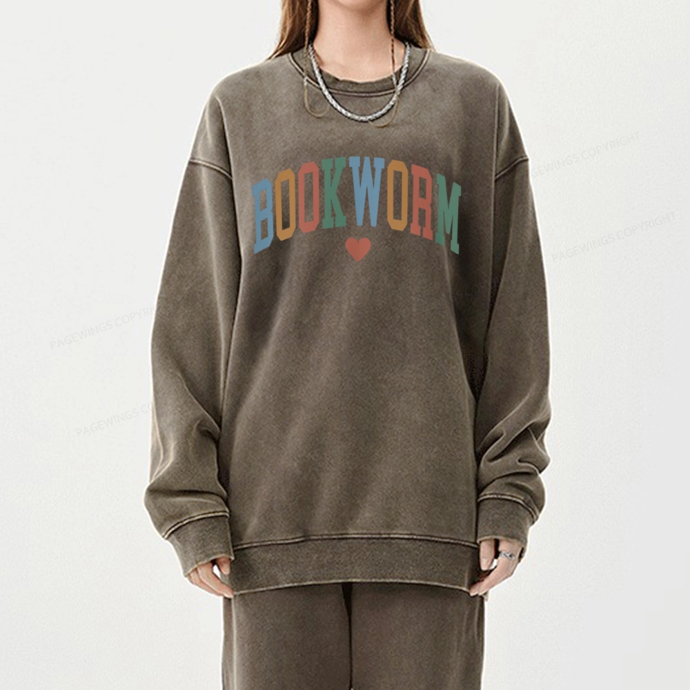 Pagewings Bookworm Unisex Washed Sweatshirt