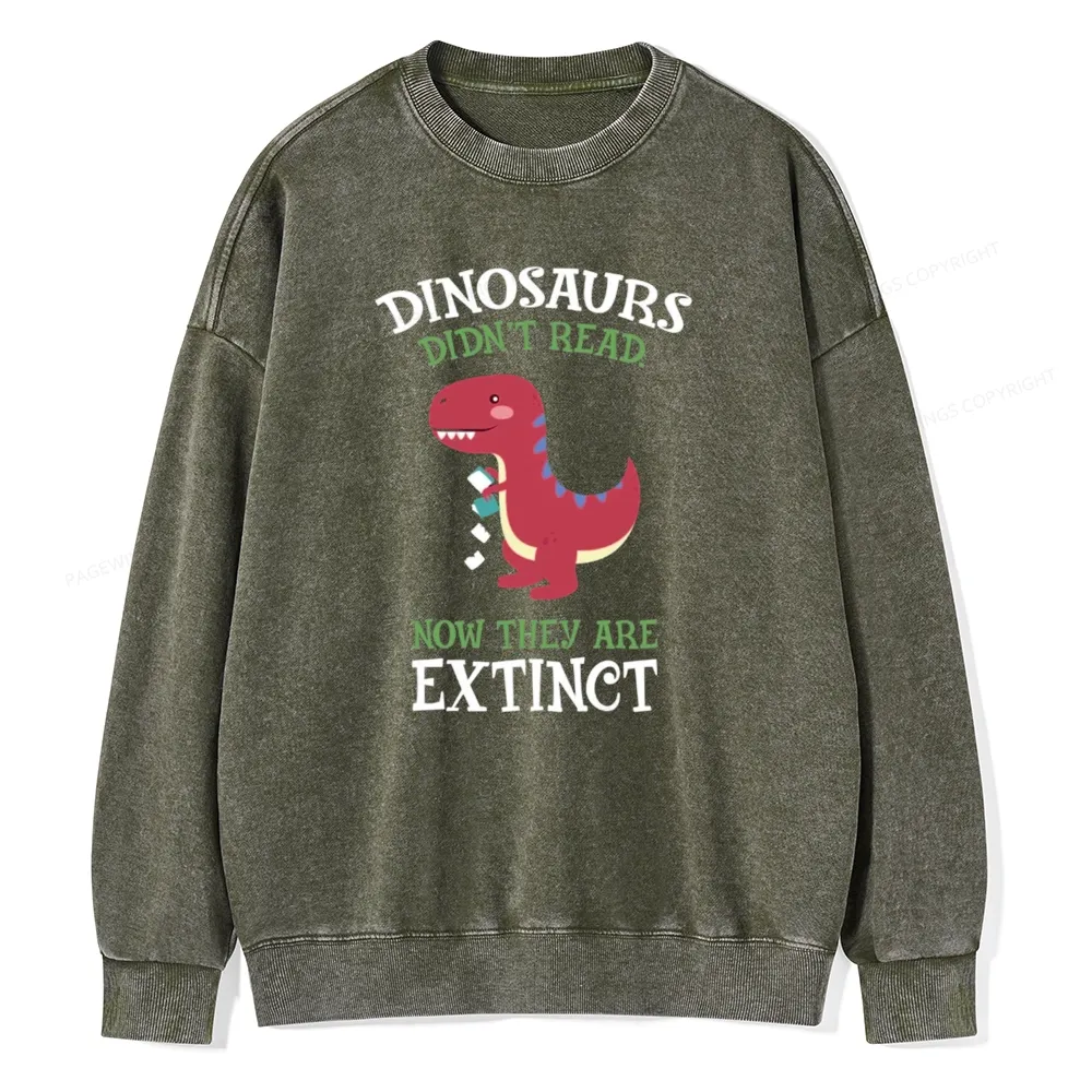Pagewings Dinosaurs Didnt Read Unisex Washed Sweatshirt
