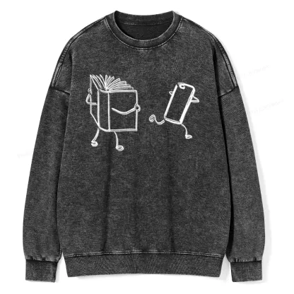 Pagewings Books Win Over Phones Unisex Washed Sweatshirt