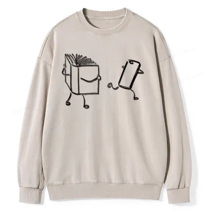 Pagewings Books Win Over Phones Unisex Washed Sweatshirt