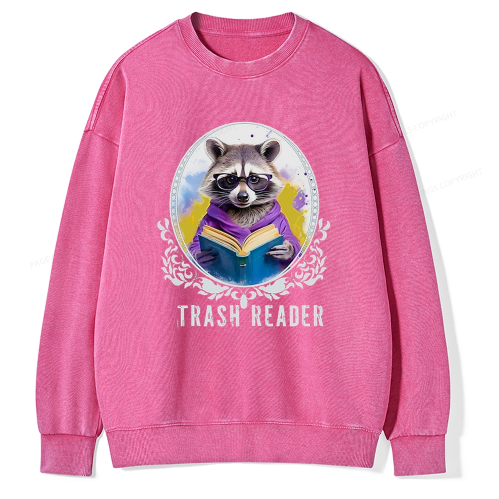 Pagewings Trash Reader Unisex Washed Sweatshirt