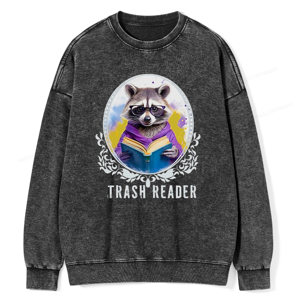 Pagewings Trash Reader Unisex Washed Sweatshirt