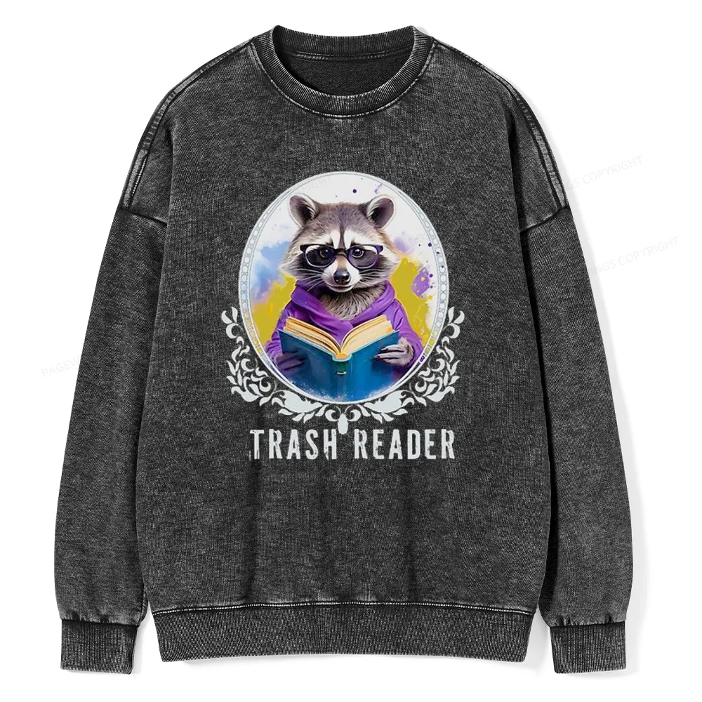 Pagewings Trash Reader Unisex Washed Sweatshirt