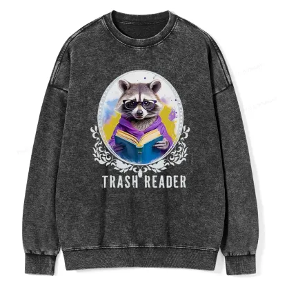 Pagewings Trash Reader Unisex Washed Sweatshirt
