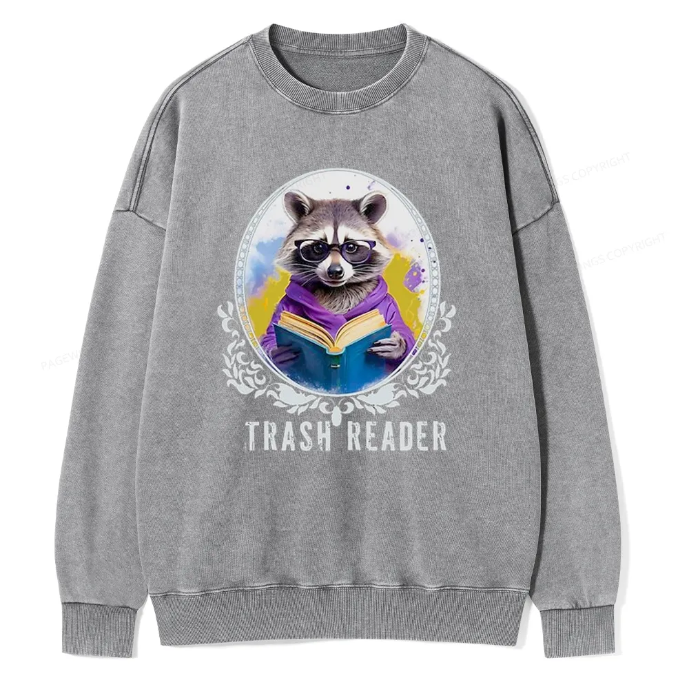 Pagewings Trash Reader Unisex Washed Sweatshirt
