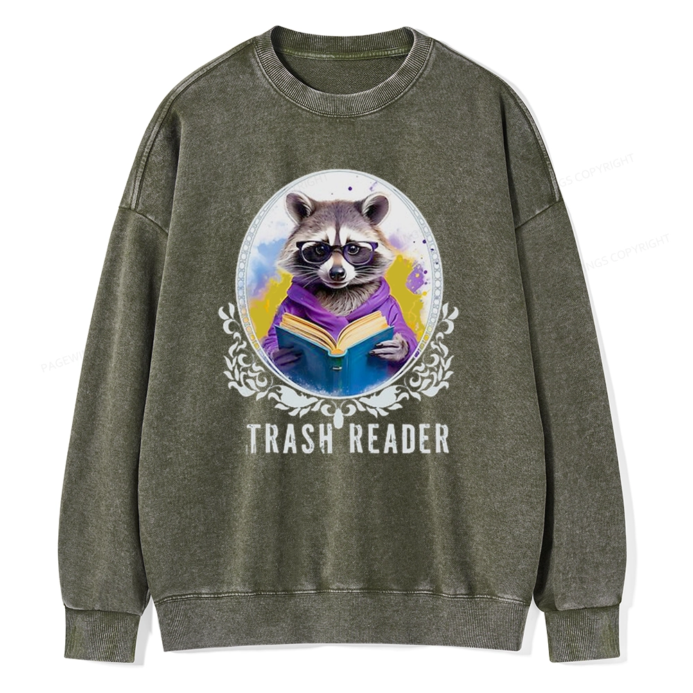 Pagewings Trash Reader Unisex Washed Sweatshirt
