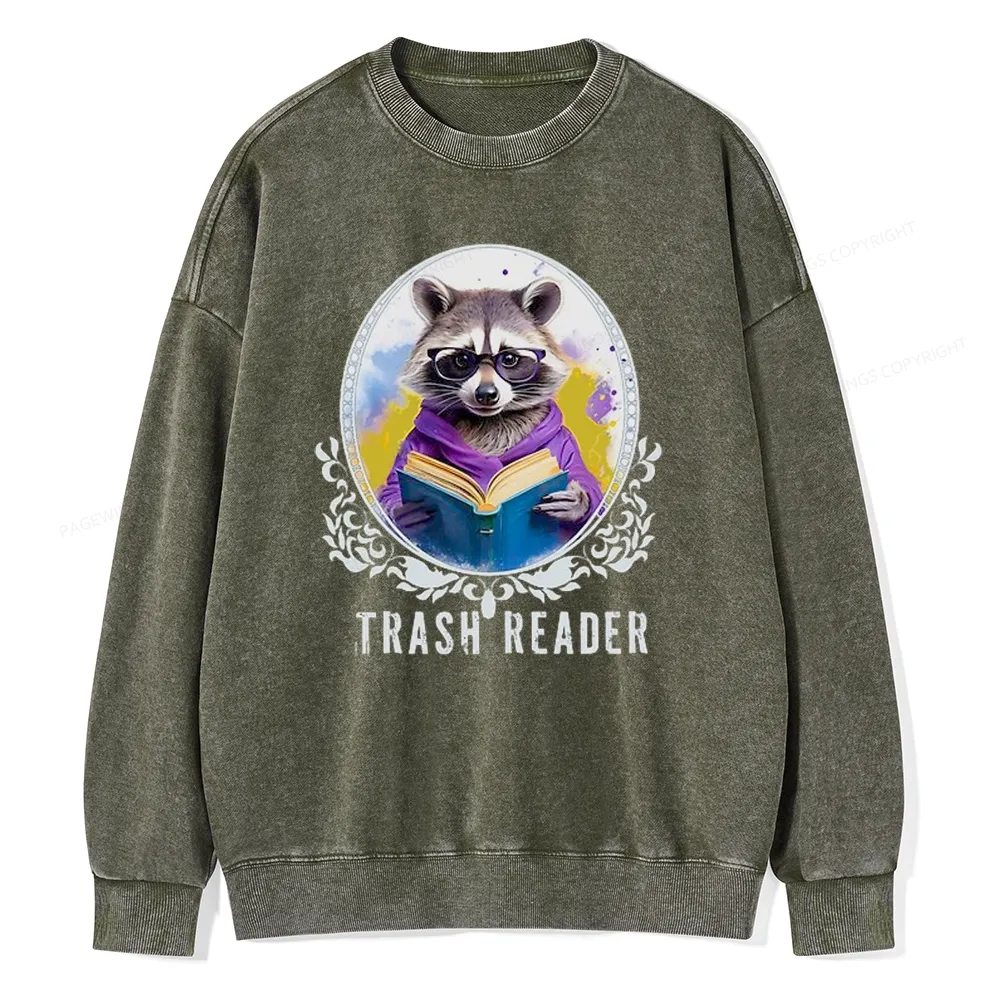 Pagewings Trash Reader Unisex Washed Sweatshirt