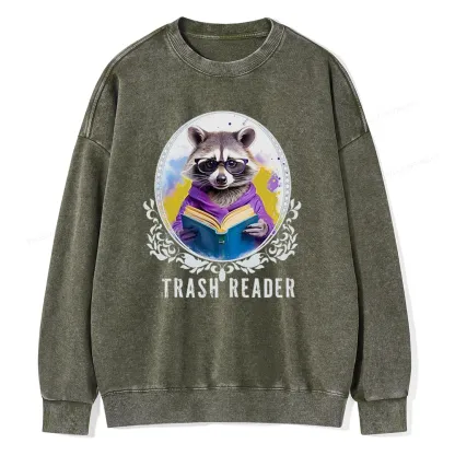 Pagewings Trash Reader Unisex Washed Sweatshirt