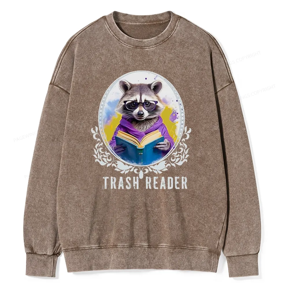 Pagewings Trash Reader Unisex Washed Sweatshirt