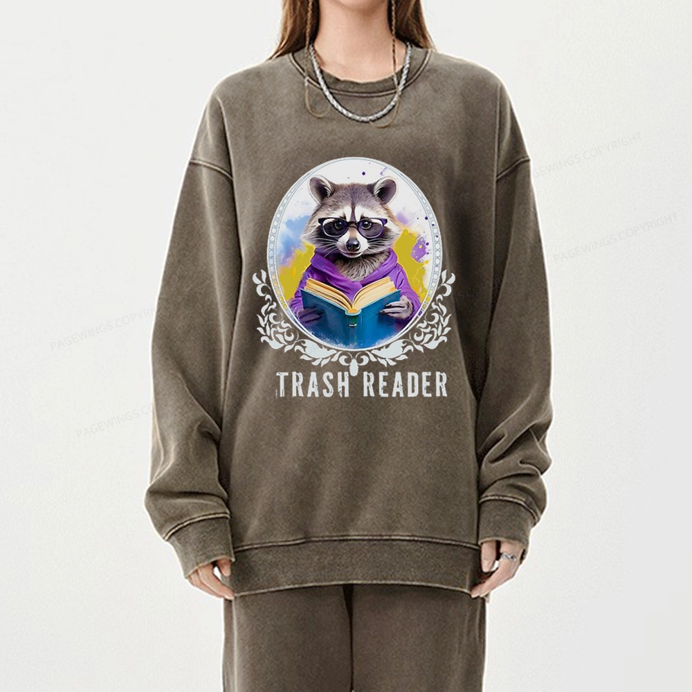 Pagewings Trash Reader Unisex Washed Sweatshirt