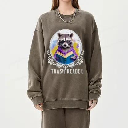 Pagewings Trash Reader Unisex Washed Sweatshirt