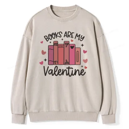 Pagewings Books Are My Valentine Unisex Washed Sweatshirt