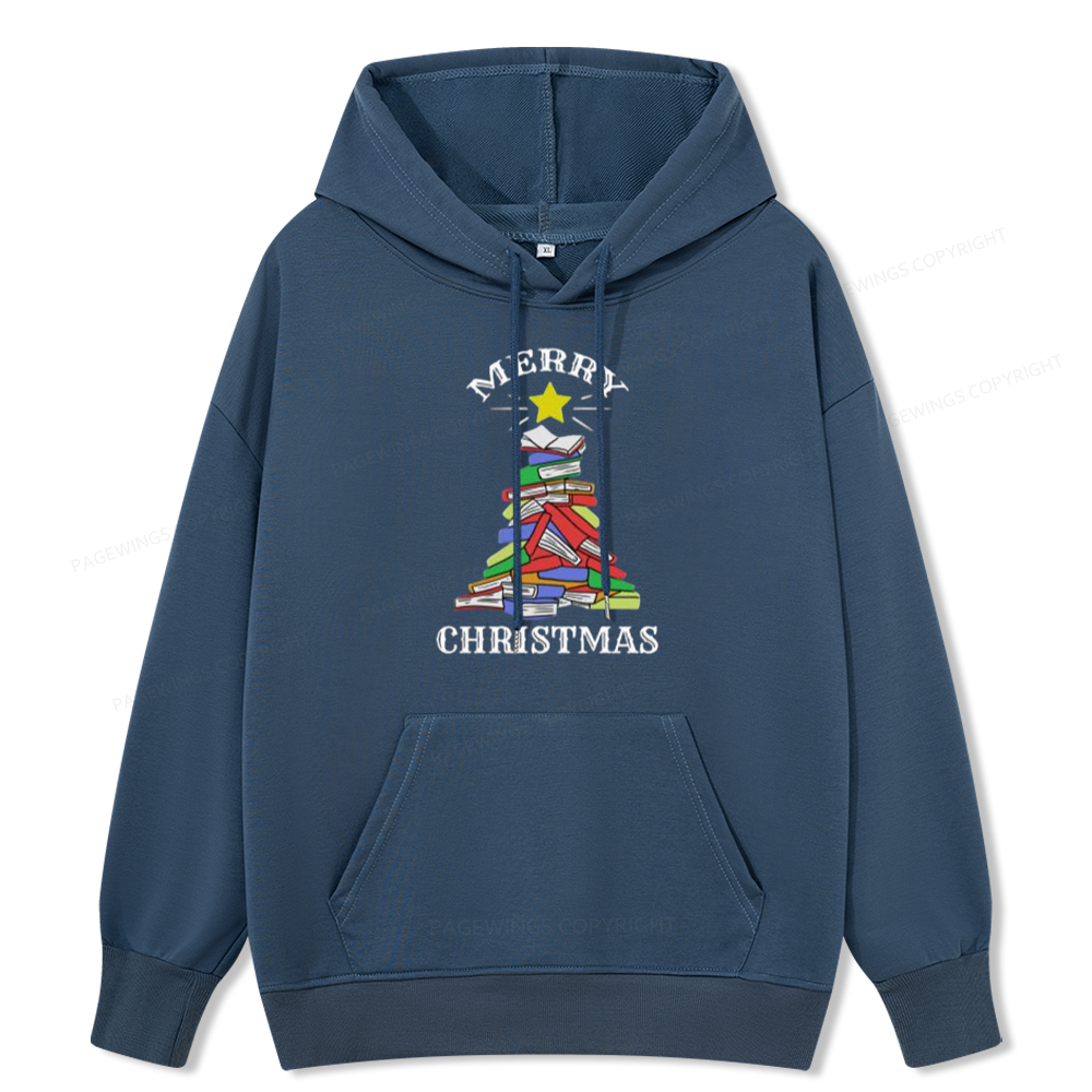 Pagewings Merry Christmas Book Tree Unisex Classic Hoodie