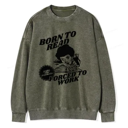 Pagewings Born To Read Bookish Unisex Washed Sweatshirt