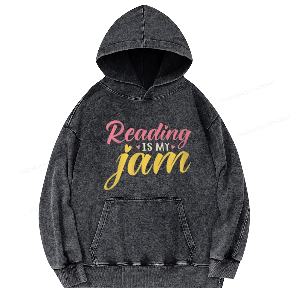 Pagewings Reading is My Jam Unisex Washed Hoodie