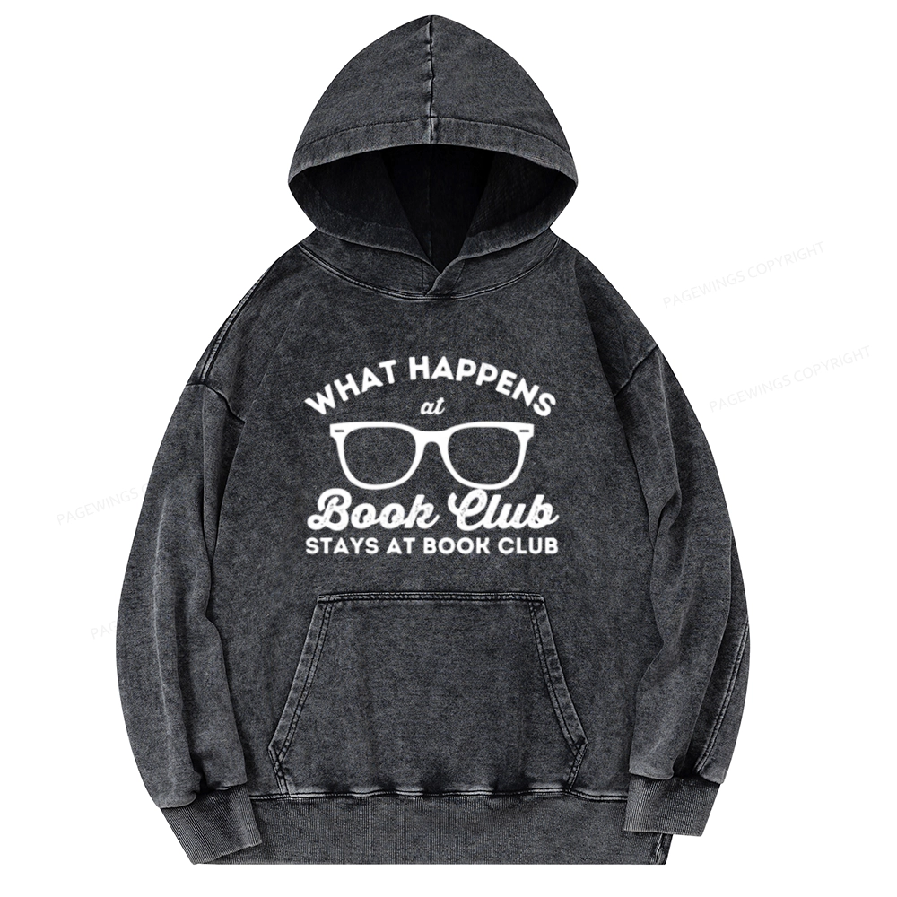 Pagewings What Happens At Book Club Unisex Washed Hoodie