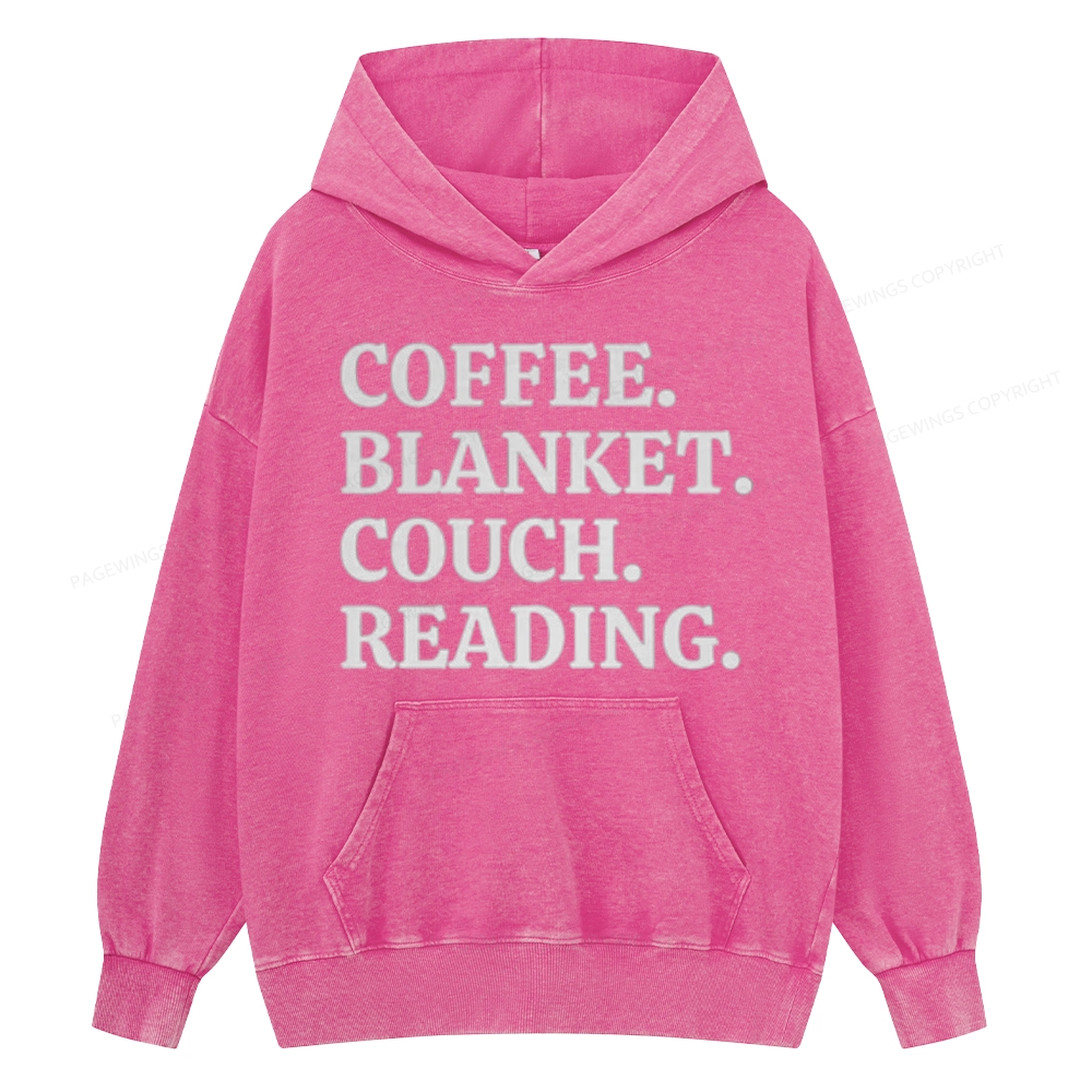 Pagewings Coffee Blanket Couch Reading Unisex Washed Hoodie
