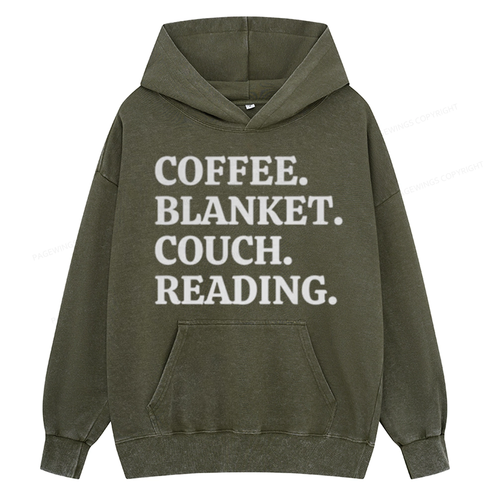 Pagewings Coffee Blanket Couch Reading Unisex Washed Hoodie