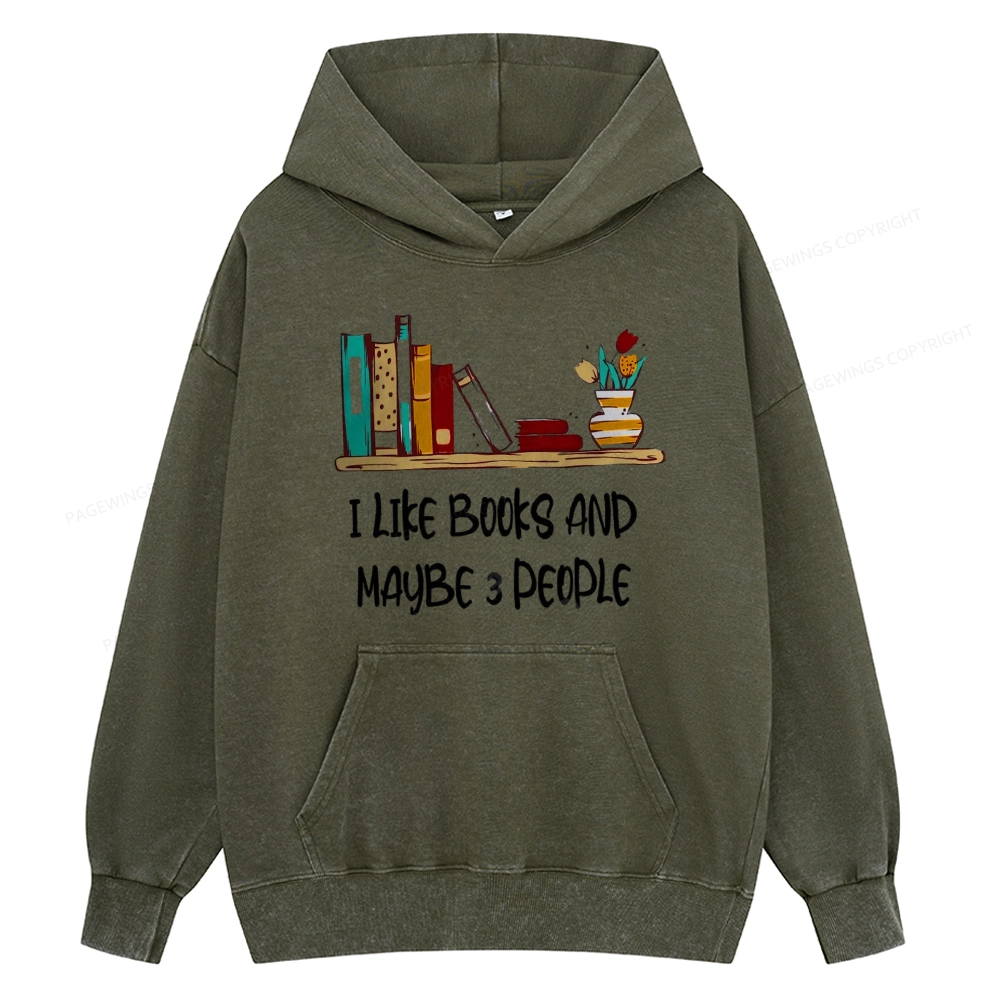 Pagewings  I Like Books World Unisex Washed Hoodie
