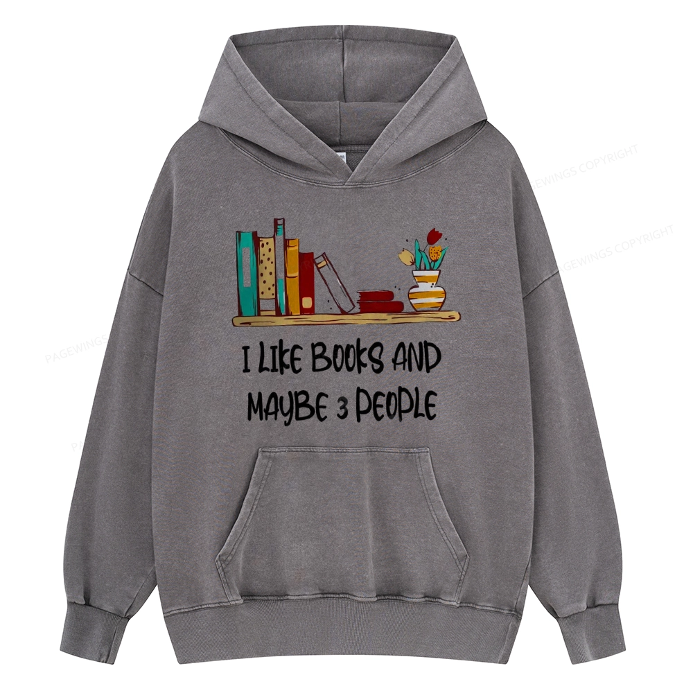Pagewings  I Like Books World Unisex Washed Hoodie