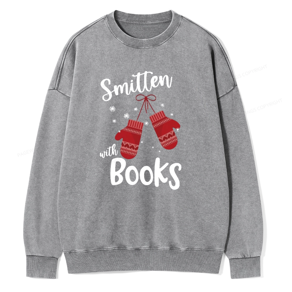 Pagewings Smitten With Books Unisex Washed Sweatshirt