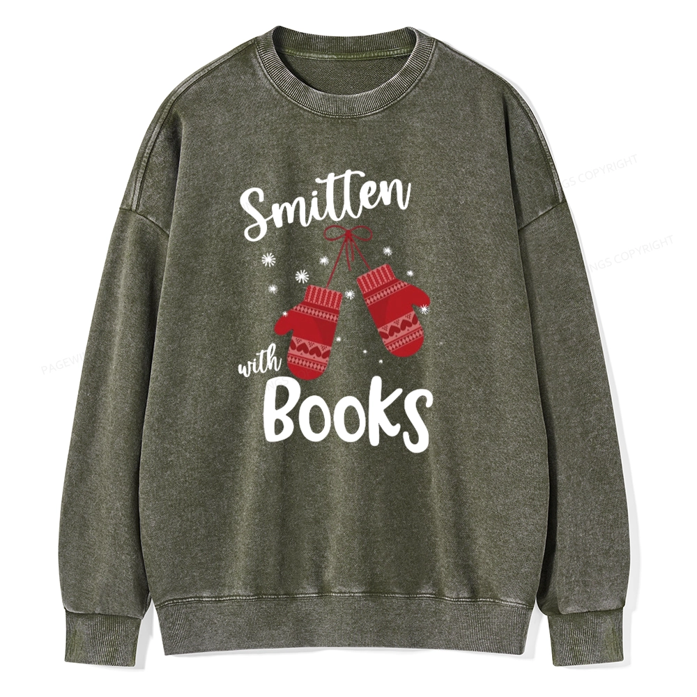 Pagewings Smitten With Books Unisex Washed Sweatshirt