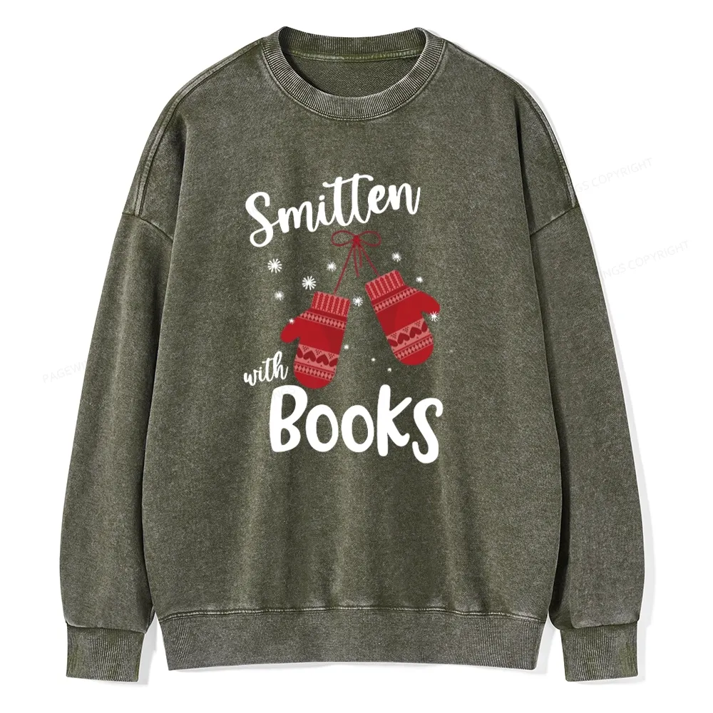 Pagewings Smitten With Books Unisex Washed Sweatshirt