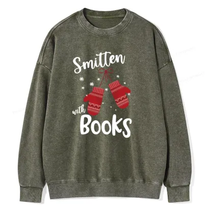 Pagewings Smitten With Books Unisex Washed Sweatshirt