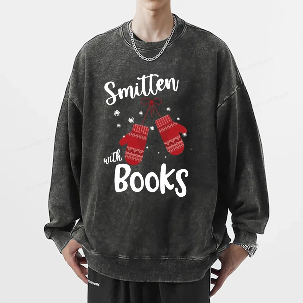 Pagewings Smitten With Books Unisex Washed Sweatshirt