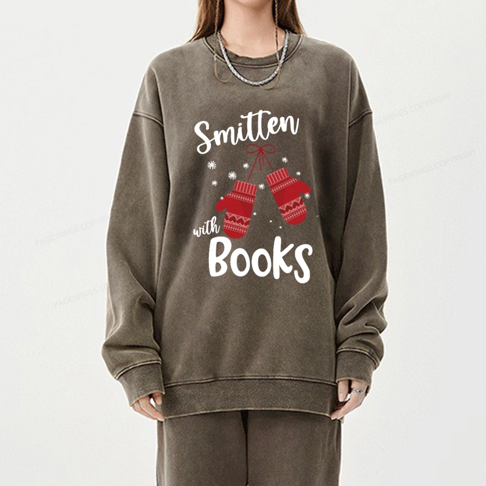 Pagewings Smitten With Books Unisex Washed Sweatshirt