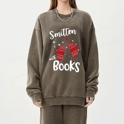 Pagewings Smitten With Books Unisex Washed Sweatshirt