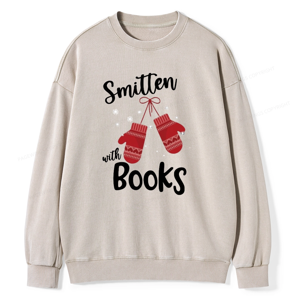 Pagewings Smitten With Books Unisex Washed Sweatshirt