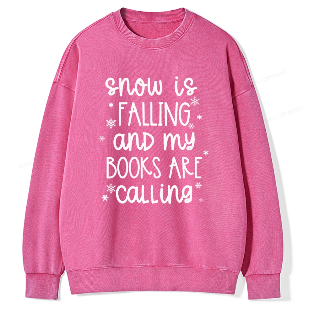 Pagewings Book Lovers Winter Unisexx Washed Sweatshirt