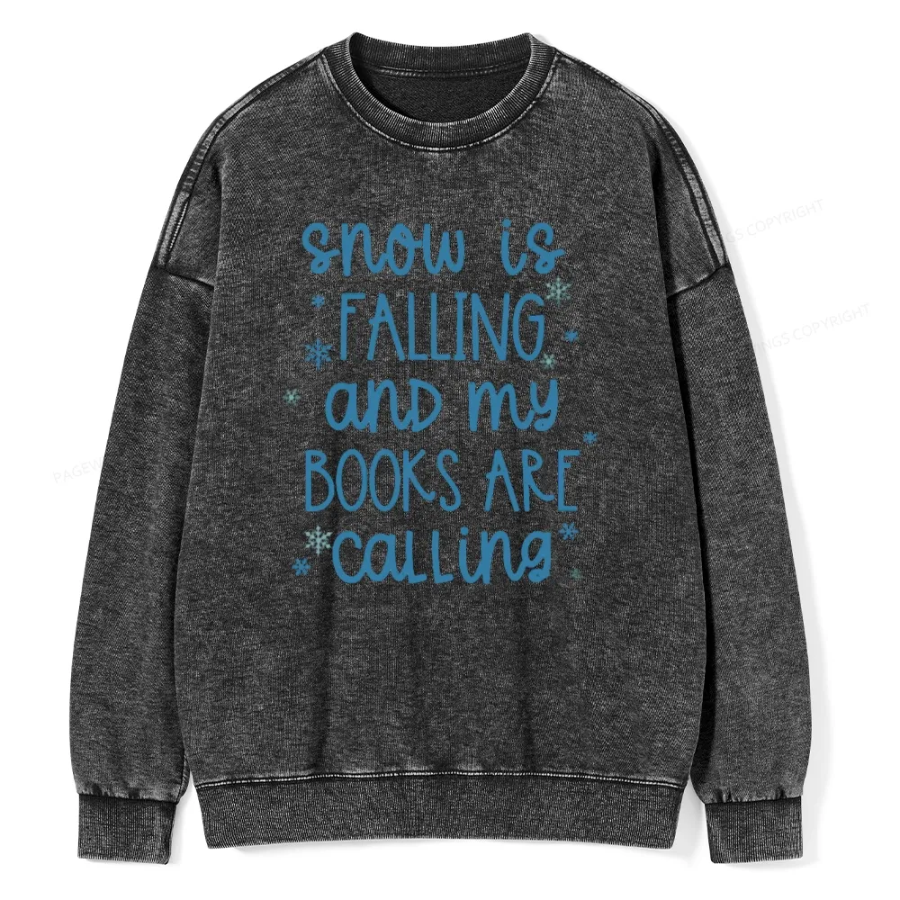 Pagewings Book Lovers Winter Unisexx Washed Sweatshirt