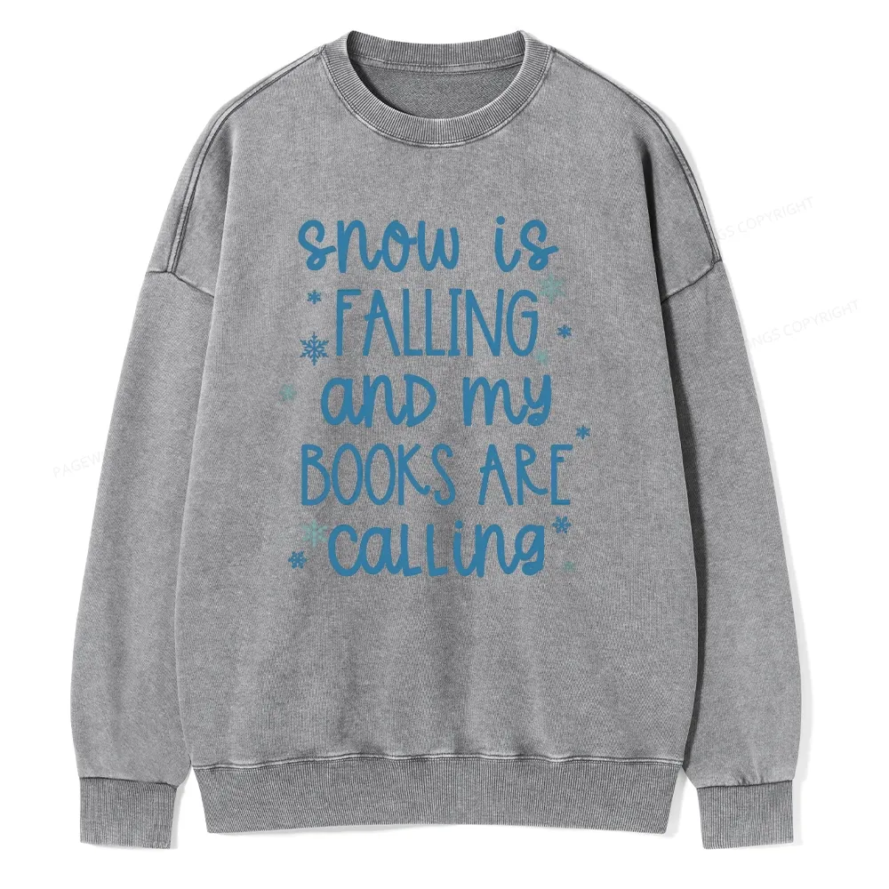 Pagewings Book Lovers Winter Unisexx Washed Sweatshirt