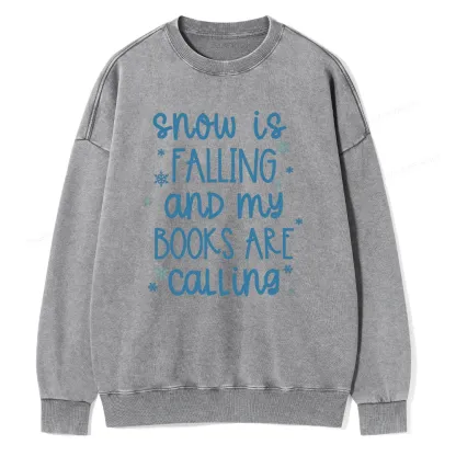 Pagewings Book Lovers Winter Unisexx Washed Sweatshirt