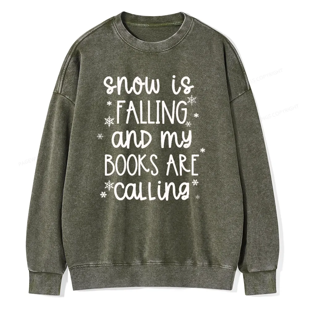 Pagewings Book Lovers Winter Unisexx Washed Sweatshirt