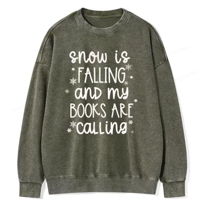 Pagewings Book Lovers Winter Unisexx Washed Sweatshirt
