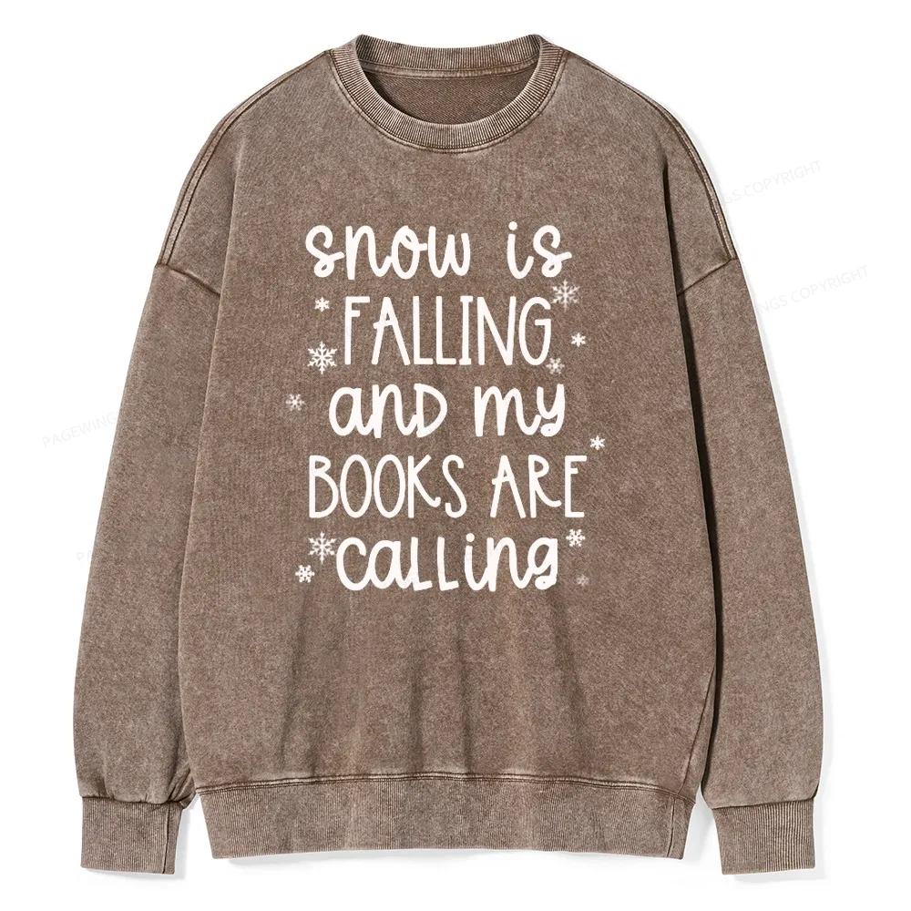 Pagewings Book Lovers Winter Unisexx Washed Sweatshirt