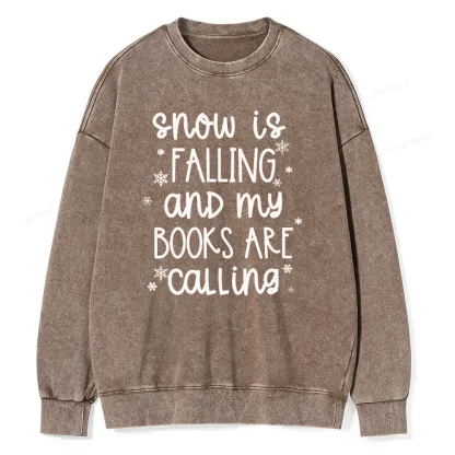 Pagewings Book Lovers Winter Unisexx Washed Sweatshirt