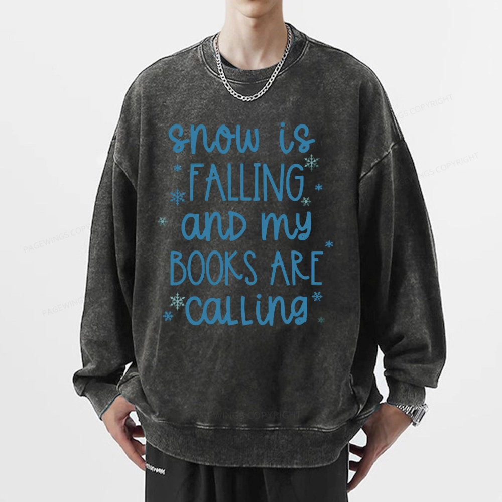 Pagewings Book Lovers Winter Unisexx Washed Sweatshirt
