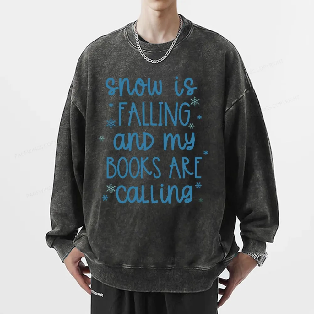 Pagewings Book Lovers Winter Unisexx Washed Sweatshirt